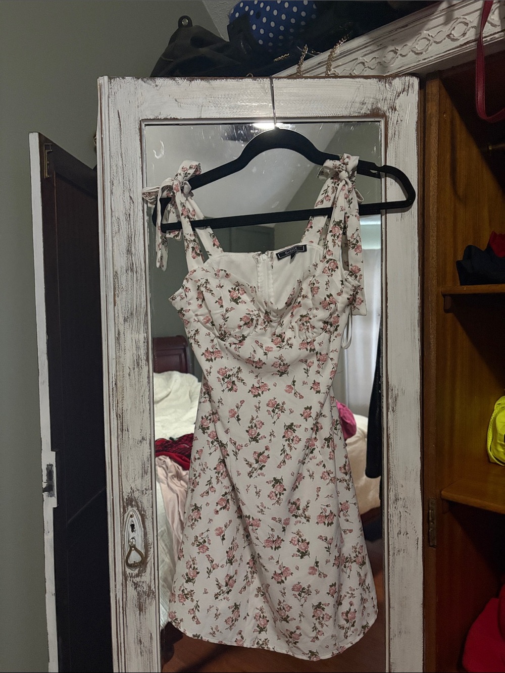 Floral Tie-Shoulder Sundress in Cream
